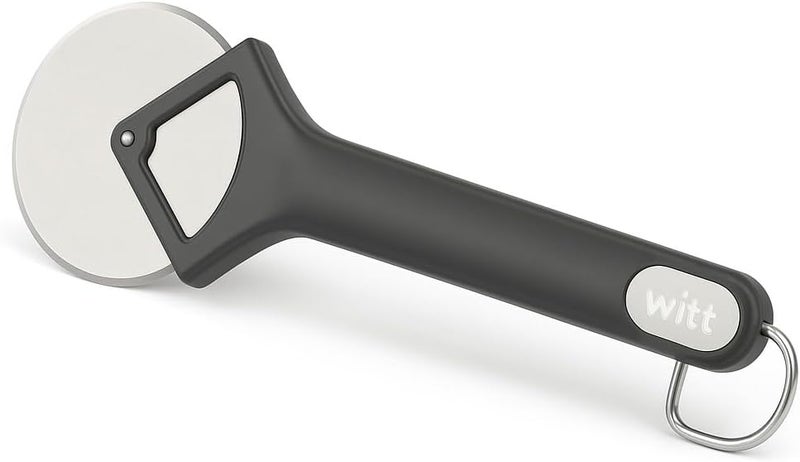 Witt Stainless Steel Pizza Cutter Wheel – Professional Pizza Cutter & Pizza Slicer, Sharp One-Cut Blade, Non-Slip Handle, Protective Case, Dishwasher Safe, 12.4 Inch - Image 1